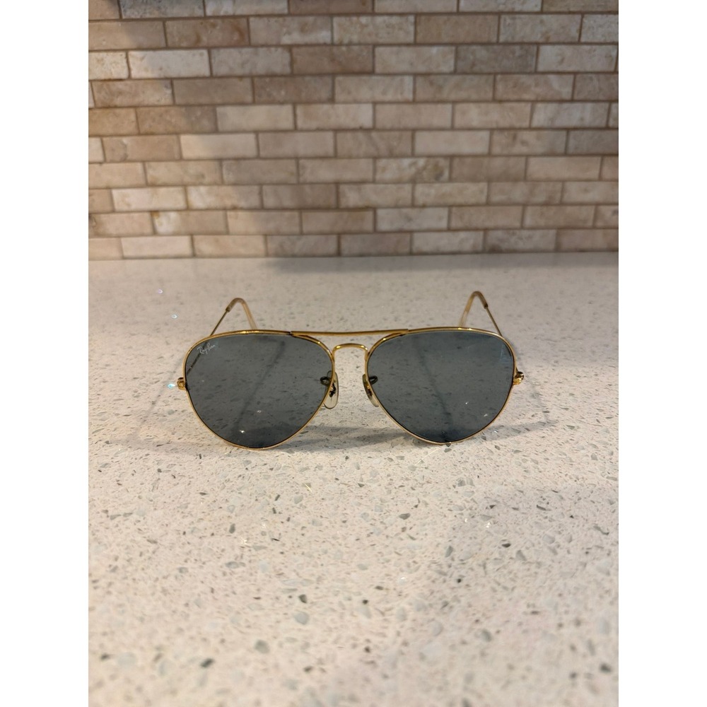 Vintage Bausch & Lomb Ray Ban Aviator Sunglasses BL Green Lenses Gold Frame USA